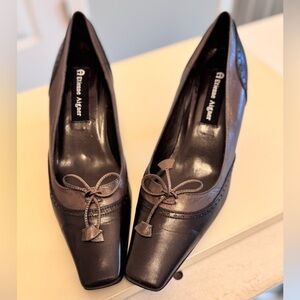 Chocolate brown kitten heel two tone heels